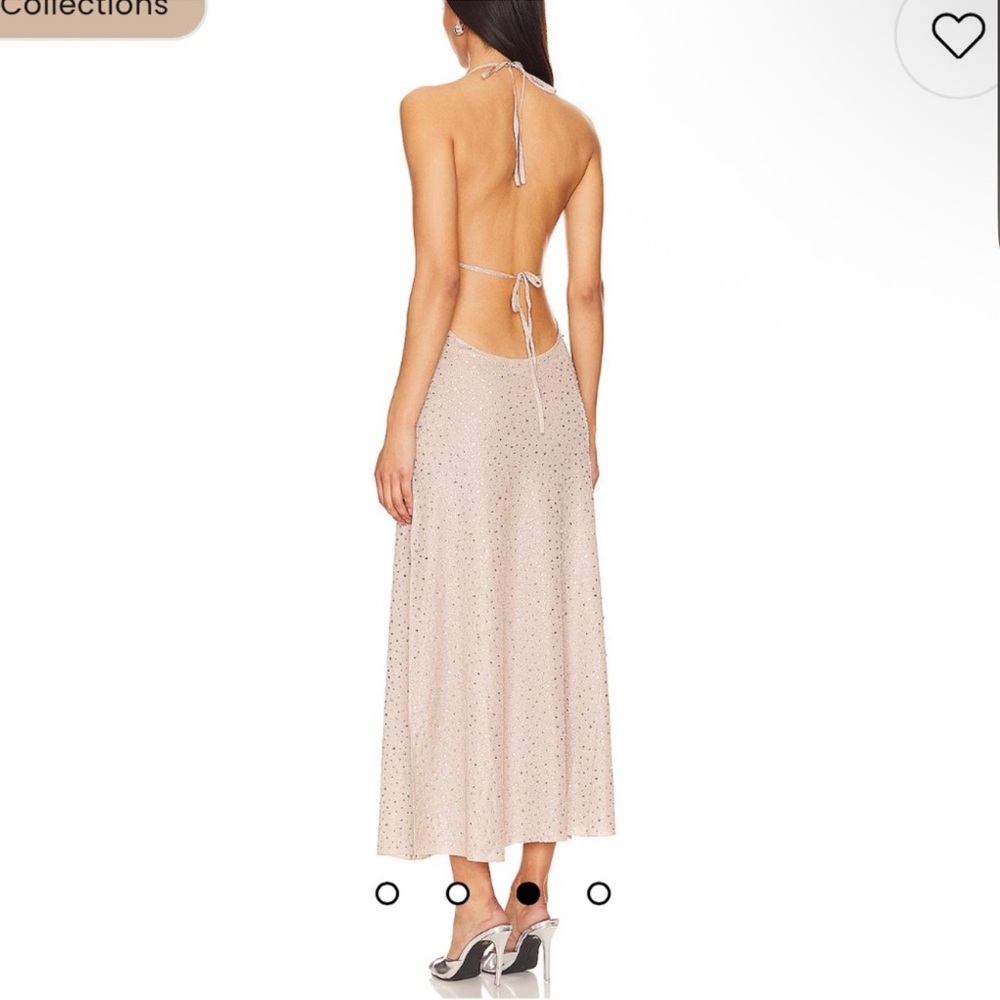 Elegant Beige Halter Dress - Picture 2 of 4